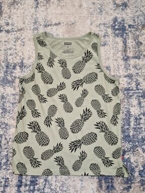 Levi's Men's Pineapple All-Over Print Tank Top Aloe Green Size M
